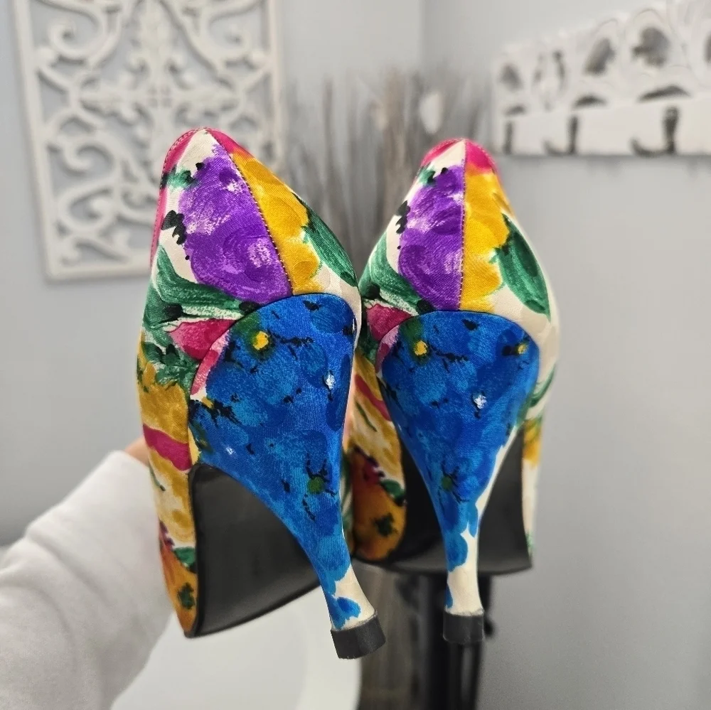Vintage Stuart Weitzman for Mr. Seymour Floral Watercolor Heels